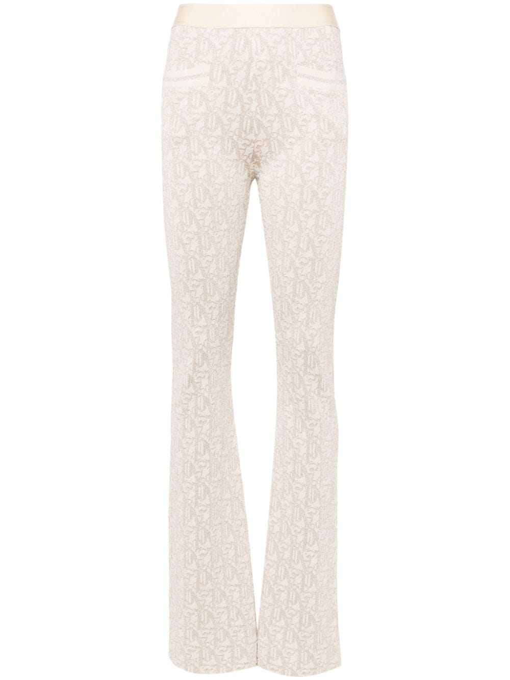 PALM ANGELS LIGHT BEIGE FLARED Knit TROUSERS