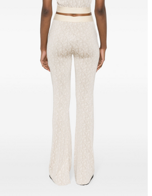 PALM ANGELS LIGHT BEIGE FLARED Knit TROUSERS