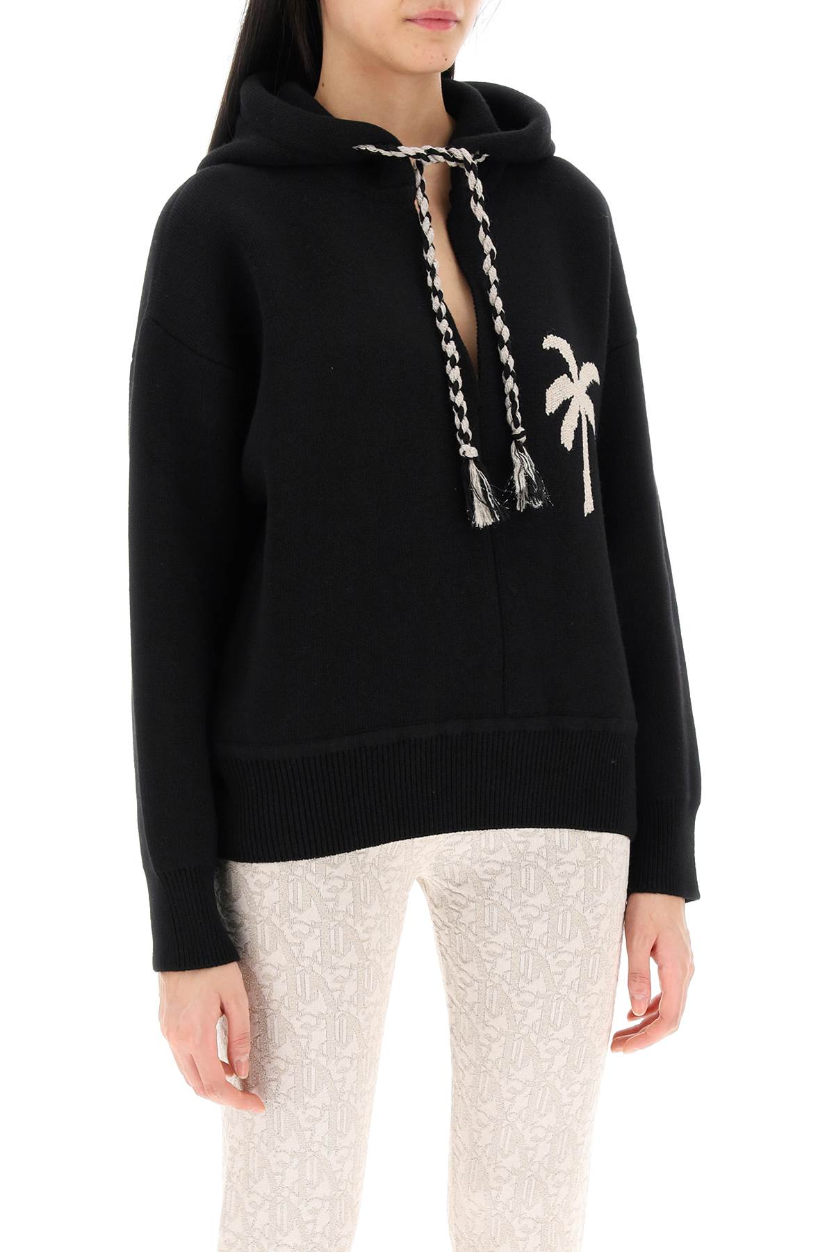 Wool & Cashmere Palm Pattern Sweatshirt for Ladies