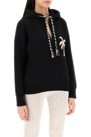 PALM ANGELS Women's Black Palm Motif Knit Sweatshirt for SS24