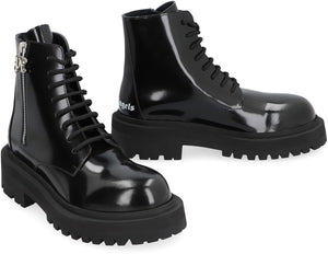 حذاء جلدي أسود برباطات للنساء - FW23