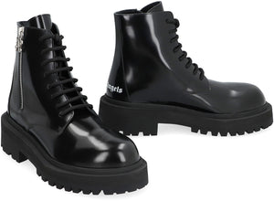 نسائي - حذاء جلد أسود مقاتل لفصل الشتاء ٢٣