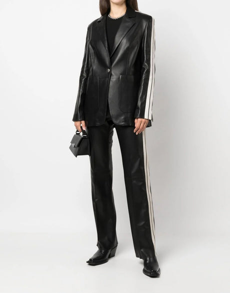 PALM ANGELS Chic Leather Track Blazer