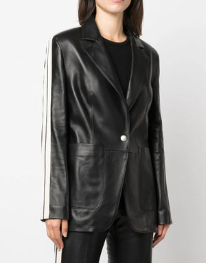 PALM ANGELS Chic Leather Track Blazer