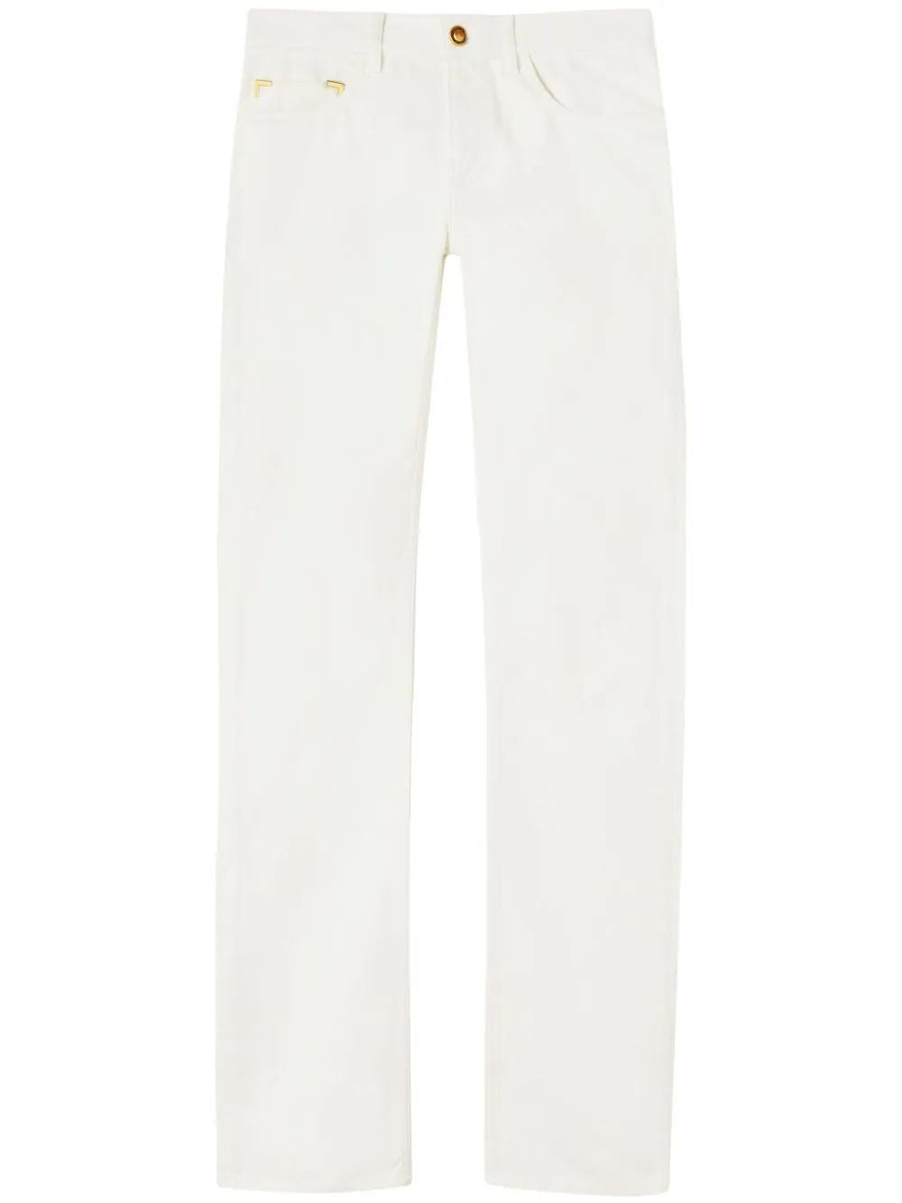 PALM ANGELS White Jeans with Gold Metal Details for Women