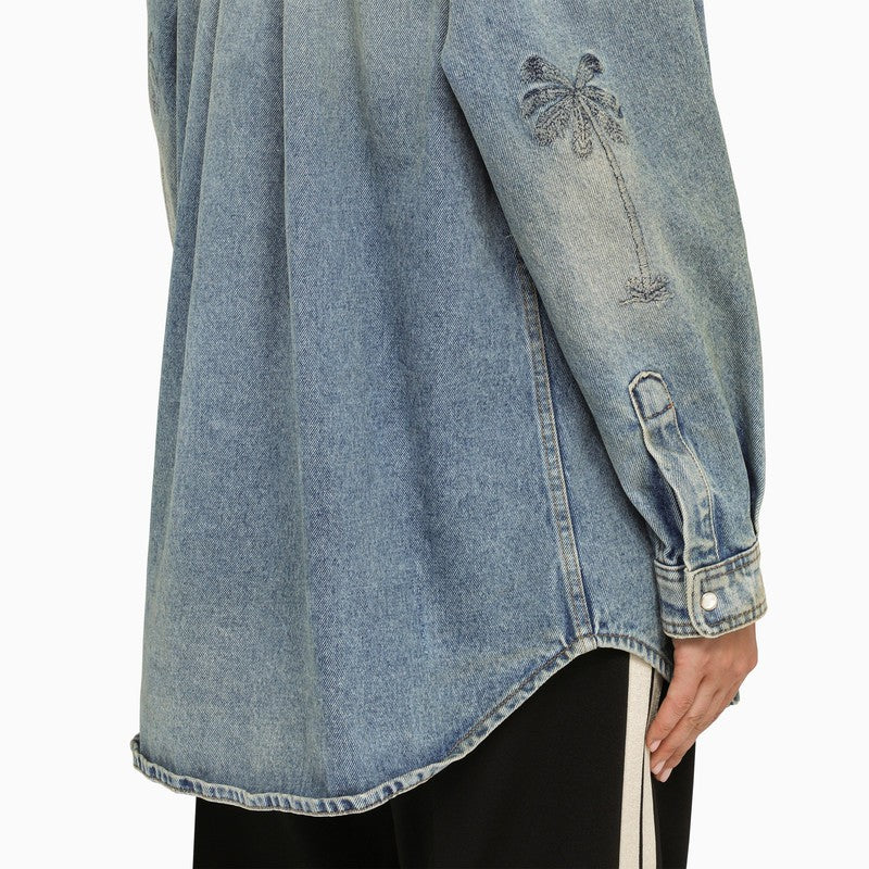 PALM ANGELS Light Blue Denim Oversized Shirt for Women - FW23 Collection