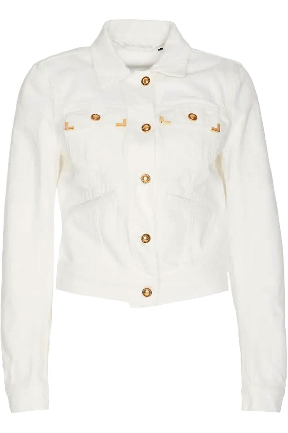 SS24コレクションの女性用白いコットンデニムジャケット