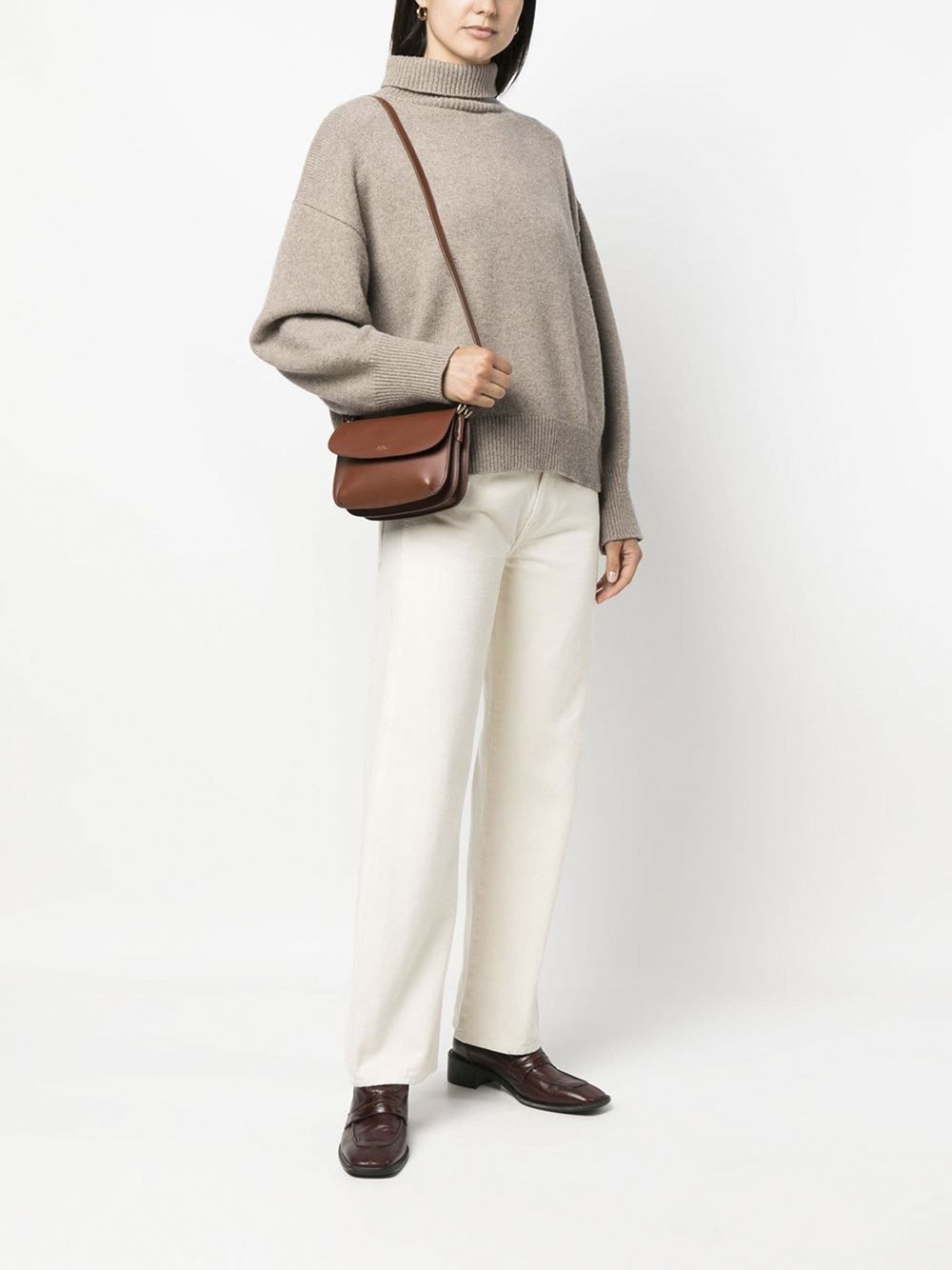 A.P.C. Women's Brown Calf Leather Mini Shoulder Bag FW24
