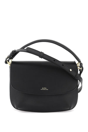 A.P.C. Sarah Mini Black Leather Shoulder Bag with Gold Accents and Detachable Strap