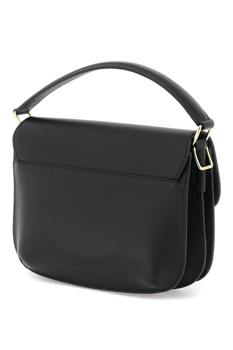 A.P.C. Sarah Mini Black Leather Shoulder Bag with Gold Accents and Detachable Strap