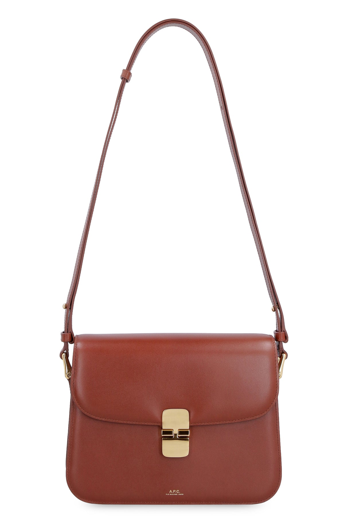 A.P.C. Smooth Leather Crossbody Handbag - Saddle Brown