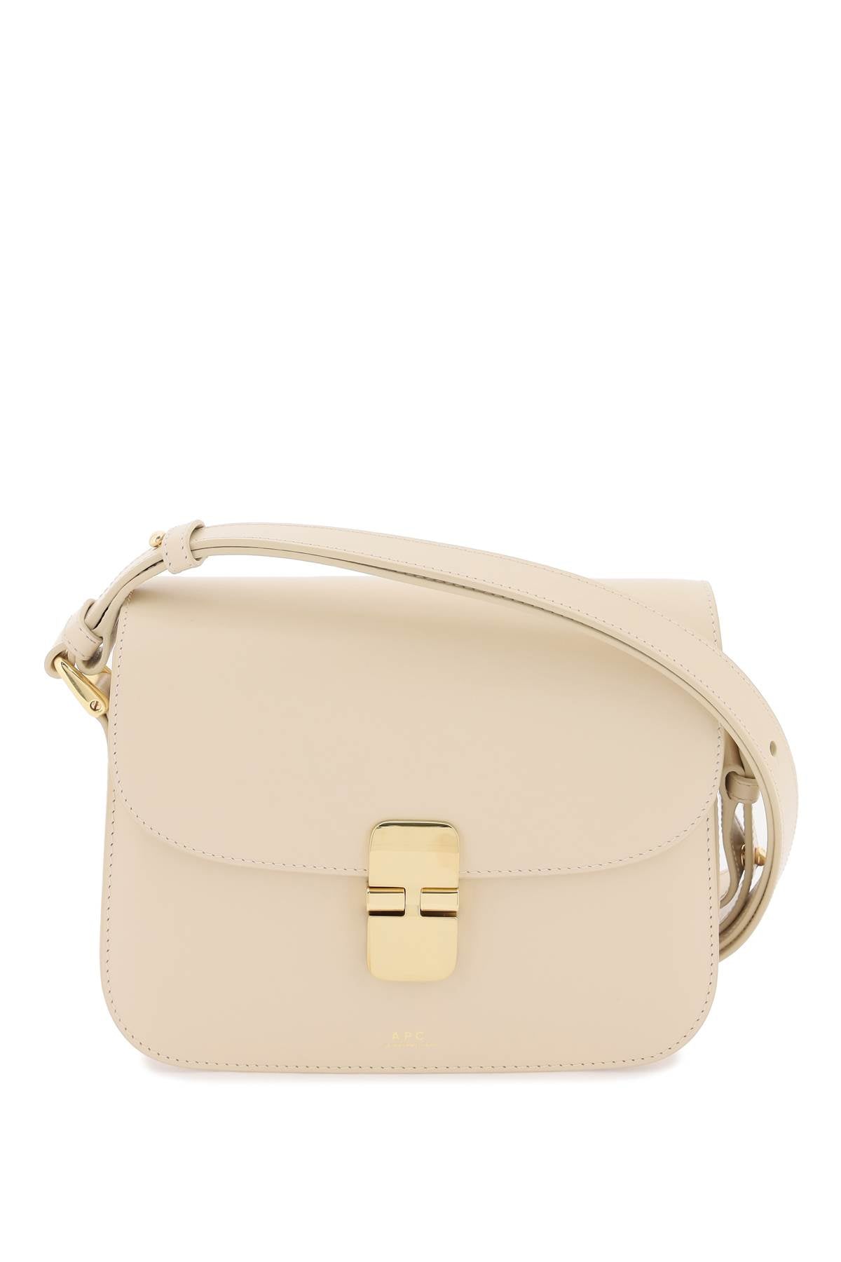 A.P.C. Grace Small Neutral Leather Crossbody Handbag with Gold Accents