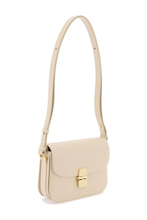 A.P.C. Grace Small Neutral Leather Crossbody Handbag with Gold Accents