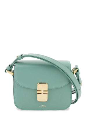 A.P.C. Grace Mini Green Leather Crossbody Handbag with Gold-Tone Accents