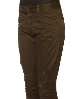 Green Cargo Cotton Trousers for Women