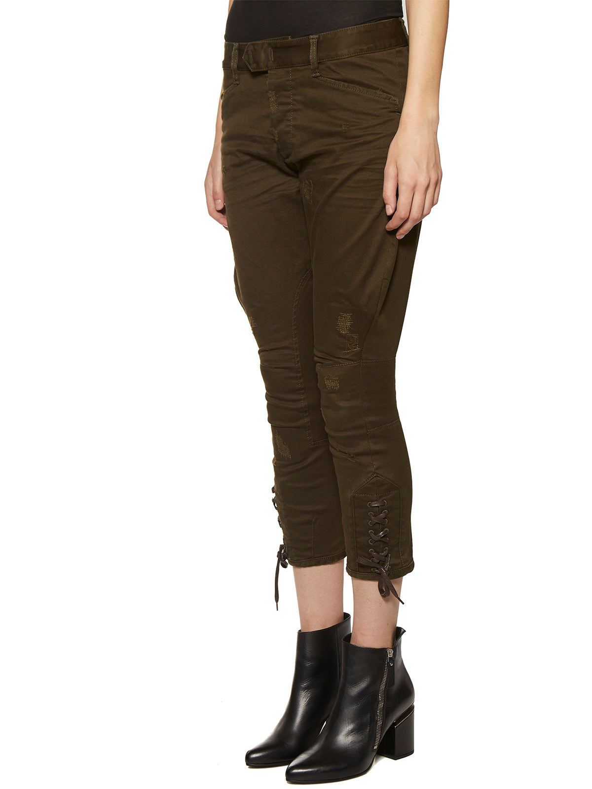 Green Cargo Cotton Trousers for Women