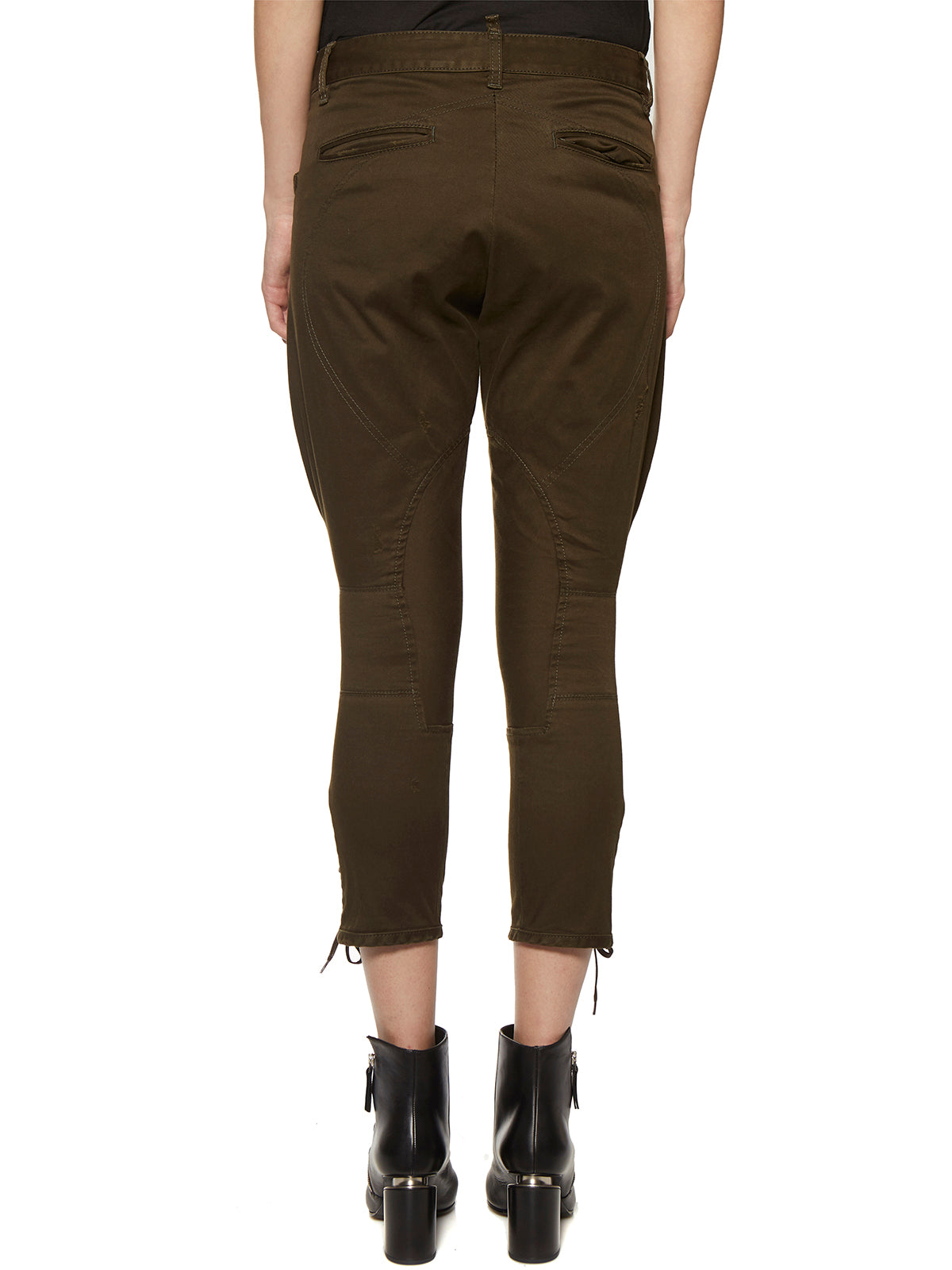 Green Cargo Cotton Trousers for Women