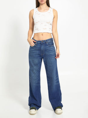 R13 High-Rise Wide-Leg Distressed Jeans