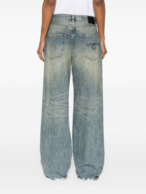 R13 High-Rise Wide-Leg Distressed Jeans