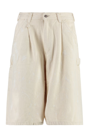 R13 Beige Paint Splatter Denim Shorts for Women - FW23