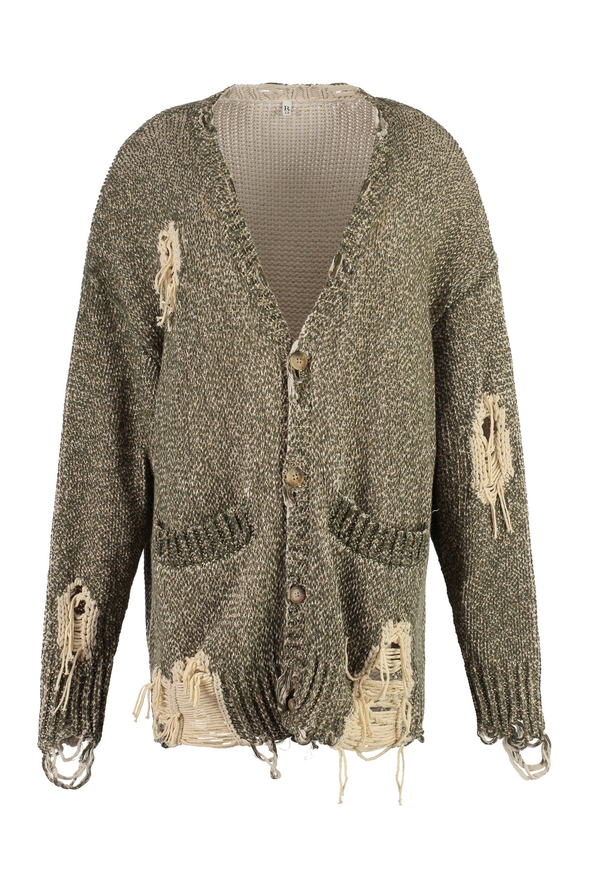 R13 Oversized Destroyed Cardigan - Green