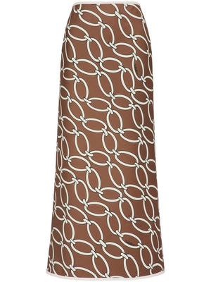VALENTINO Chain Printed Skirt in Brown | SS23 Women's Fashion | Luxurious and Chic