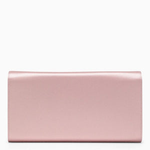 ROGER VIVIER Mini Satin Clutch Handbag with Crystal Buckle and Metal Chain