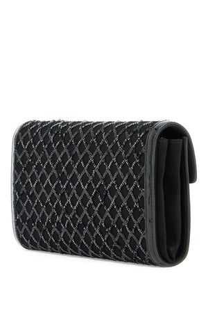 ROGER VIVIER Elegant Mesh Diamond Sequin Mini Clutch with Crystal Flower Buckle