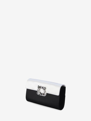 ROGER VIVIER Elegant Satin Flower Buckle Mini Clutch 24x13x3.5 cm