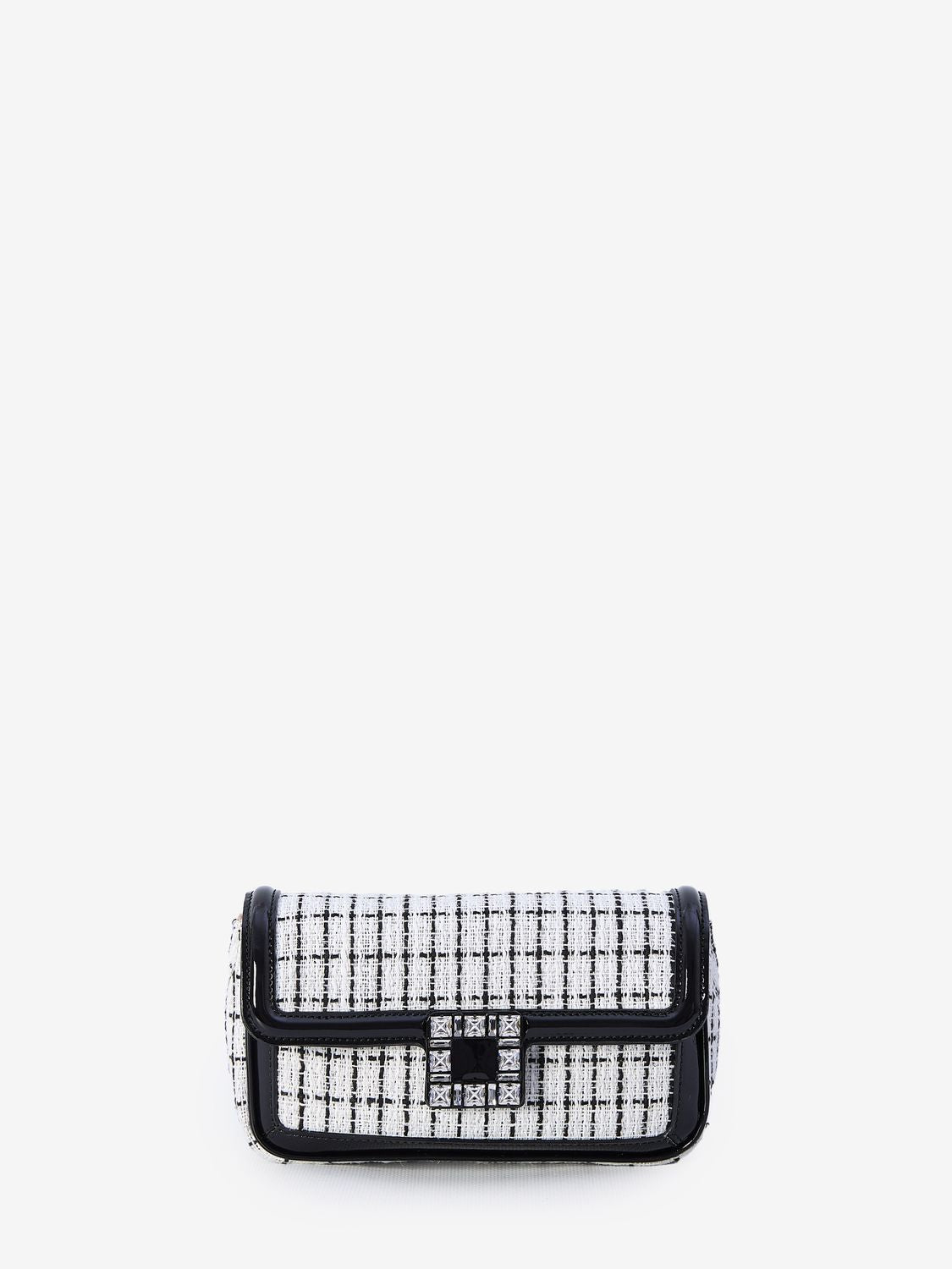 ROGER VIVIER Elegant Two-Tone Mini Clutch with Strass Buckle - 7x4x2.5 Inches