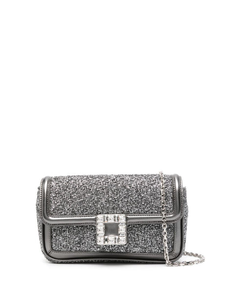 ROGER VIVIER Chic Foldover Top Clutch with Crystal Embellishments