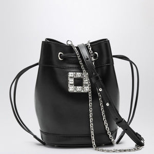 ROGER VIVIER Mini Leather Bucket Bag with Crystal Buckle