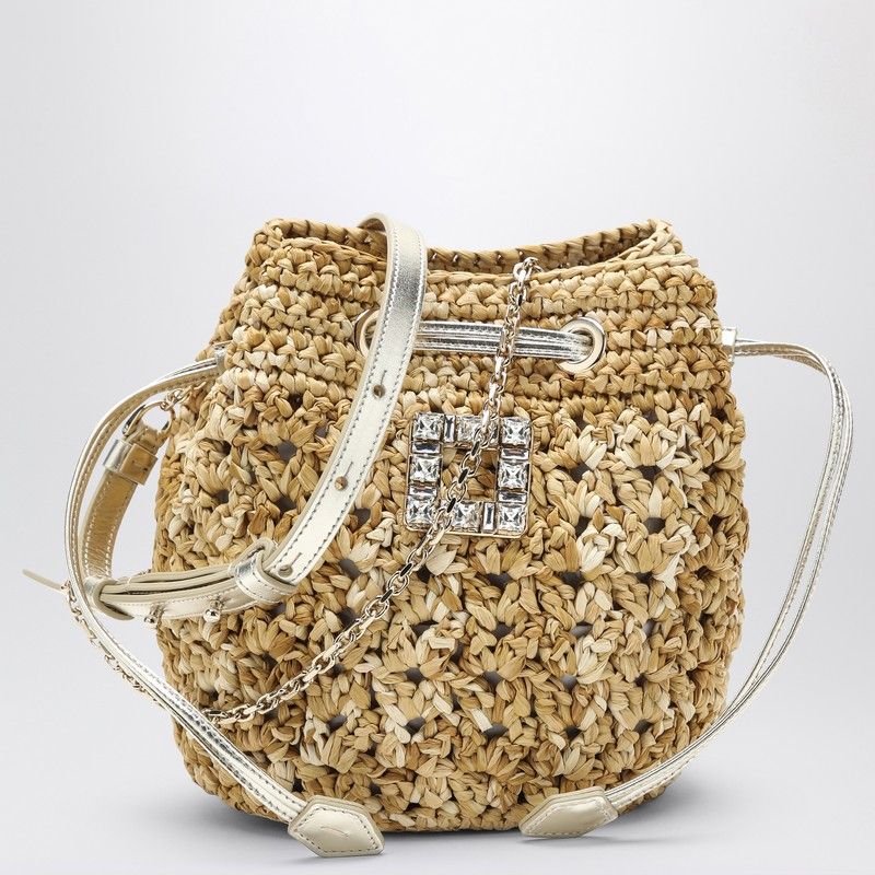 ROGER VIVIER  BUCKET Handbag TRèS VIVIER IN BEIGE CROCHET