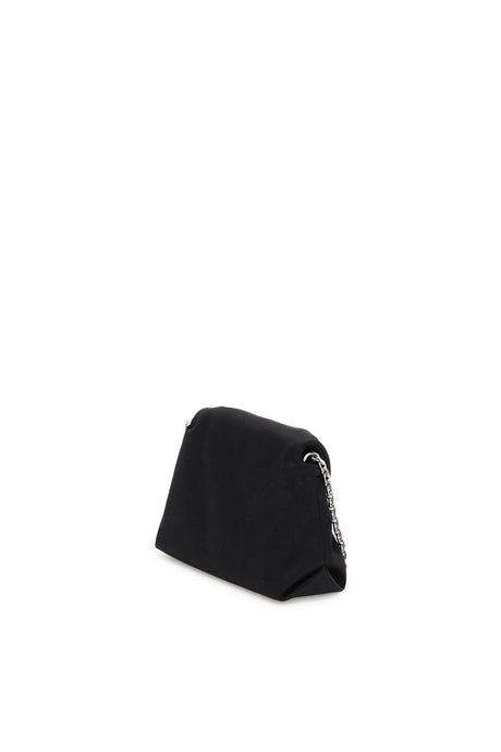 ROGER VIVIER Black Draped Satin Micro Handbag with Strass Buckle