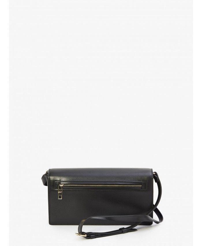 ROGER VIVIER Black Leather Mini Crossbody Handbag with Chain, Metal Buckle & Zip Pockets Fall/Winter '23