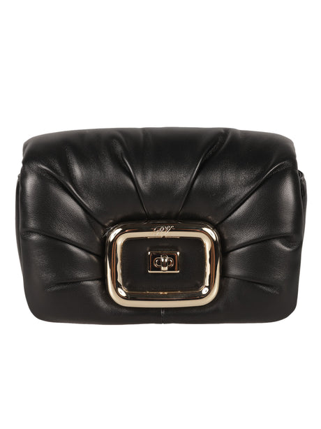 ROGER VIVIER Sophisticated Black Leather Handbag with Gold Accents