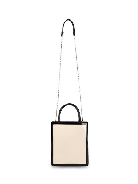 ROGER VIVIER Mini Two-Tone Patent Leather Tote with Iconic Buckle and Chain Strap