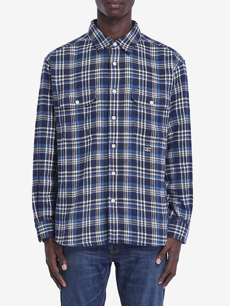 CELINE Checkered Design Cotton Shirt with Embroidered Detail