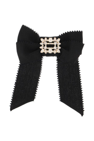 ROGER VIVIER Elegant Bow Hair Clip with Crystal Buckle