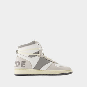 RHUDE Elite White High-Top Leather Sneakers