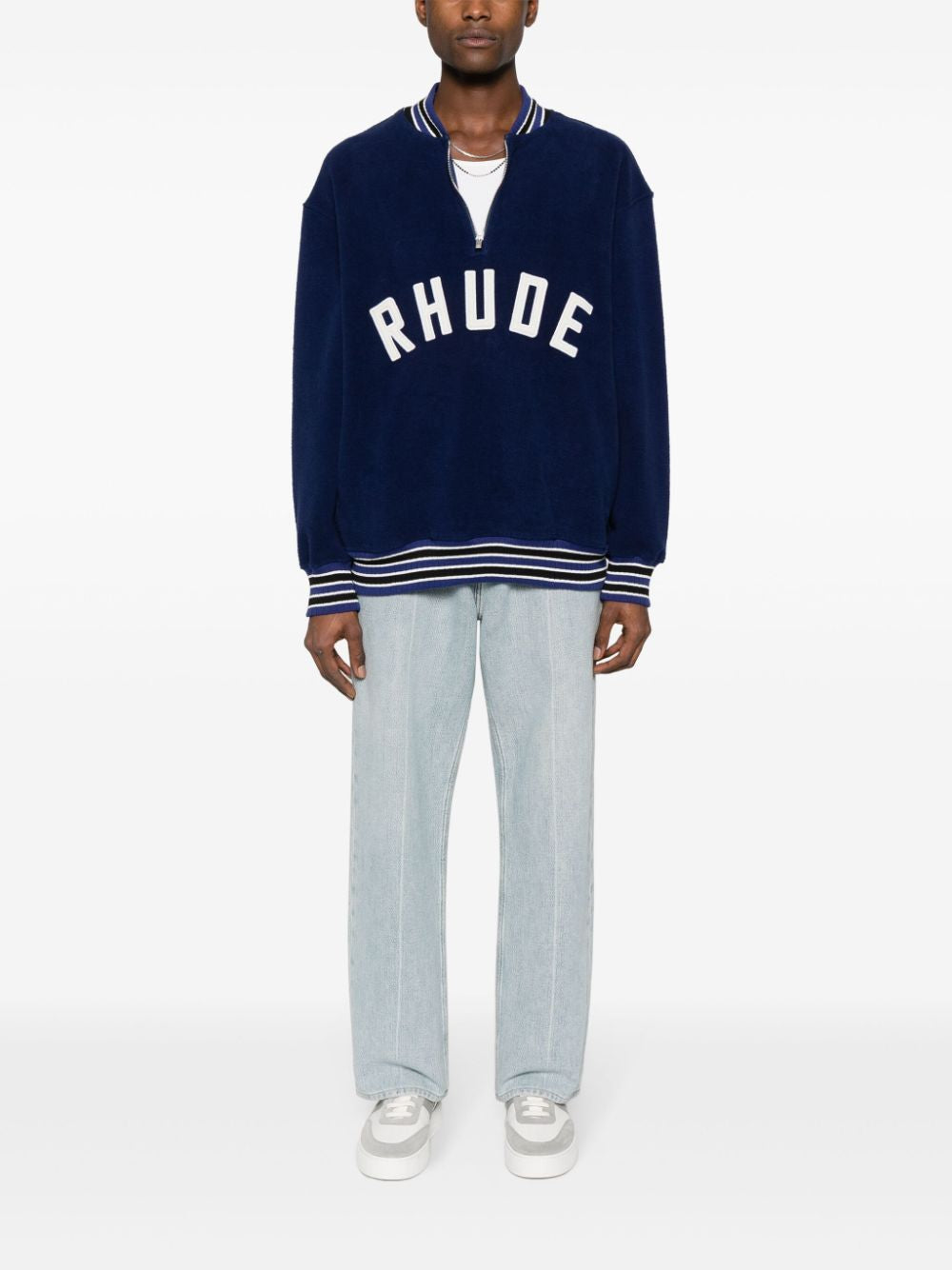 RHUDE Midnight Blue Quarter-Zip Varsity for Men