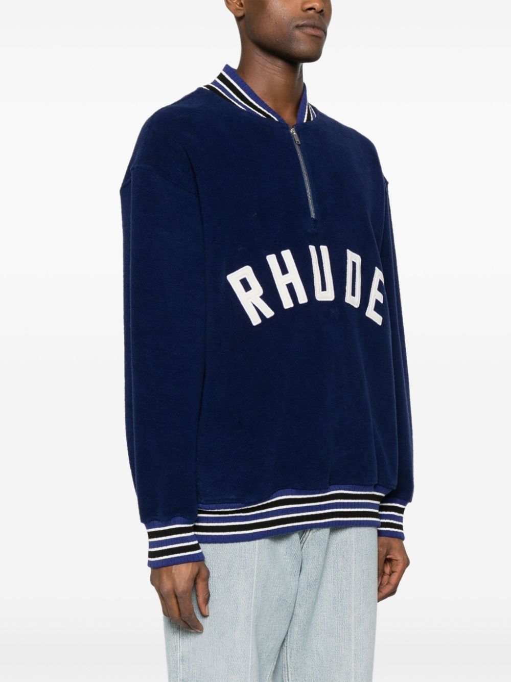 RHUDE Midnight Blue Quarter-Zip Varsity for Men