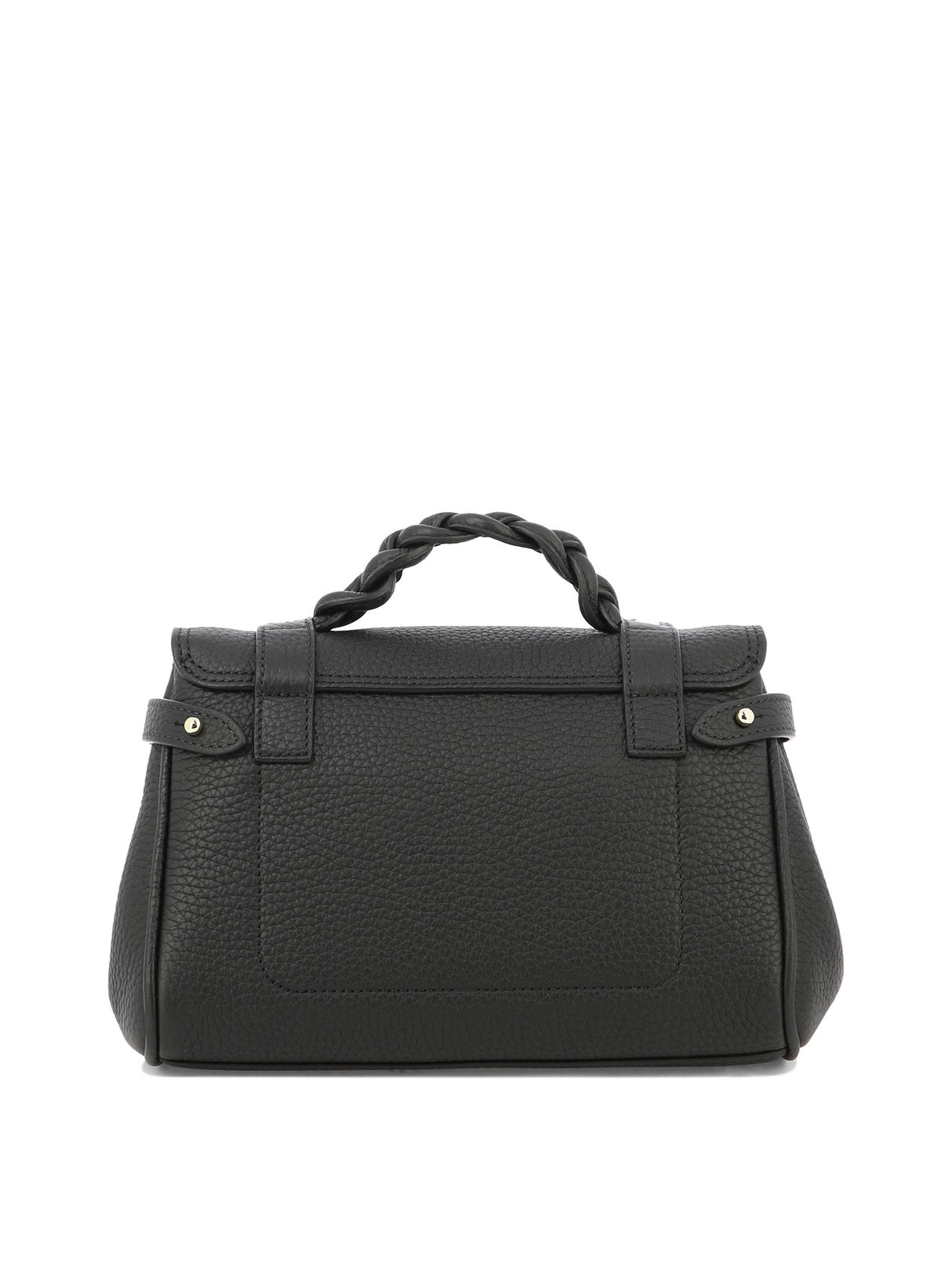 MULBERRY Mini Alexa Crossbody Handbag with Braided Top Handle and Postman's Lock Closure in Black Leather