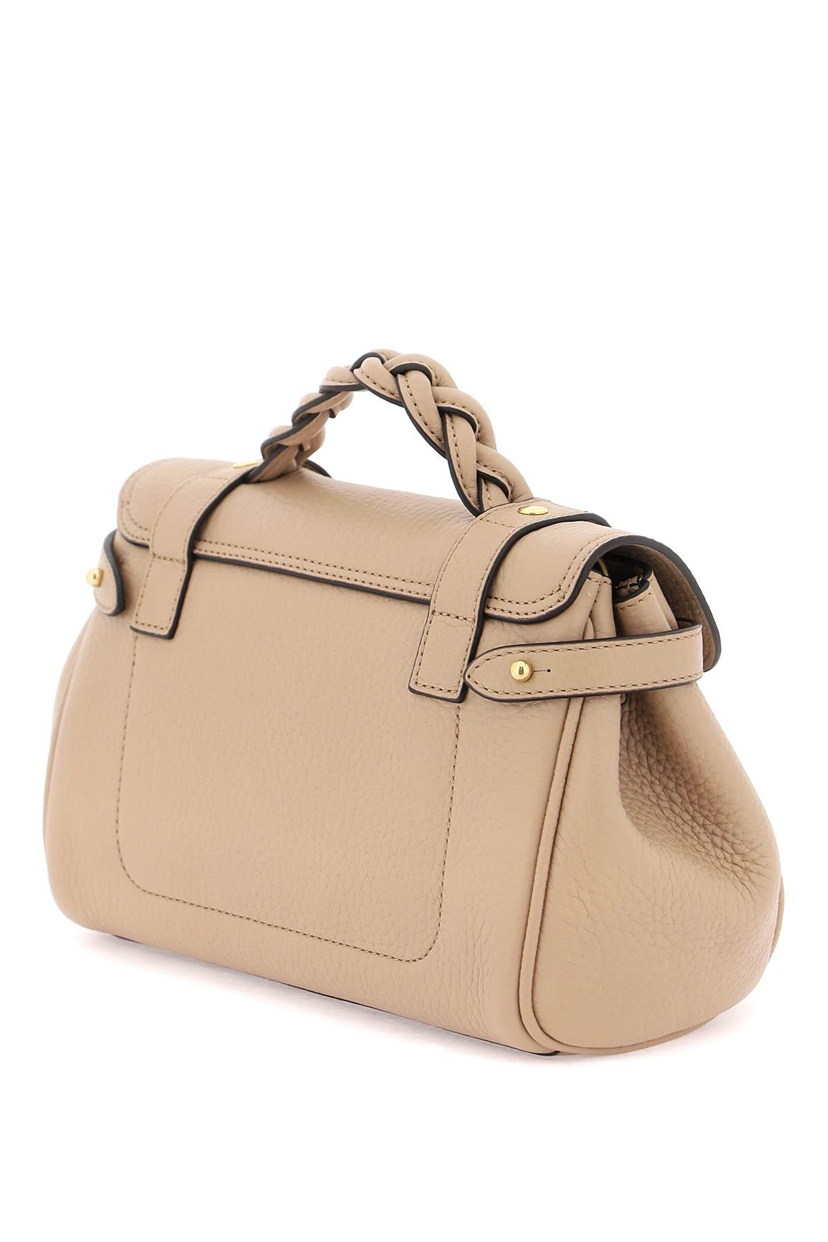 MULBERRY Mini Textured Leather Top-Handle Handbag with Braided Strap and Iconic Gold-Tone Closure