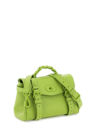Green Mini Leather Handbag with Braided Handle and Iconic Twist Closure