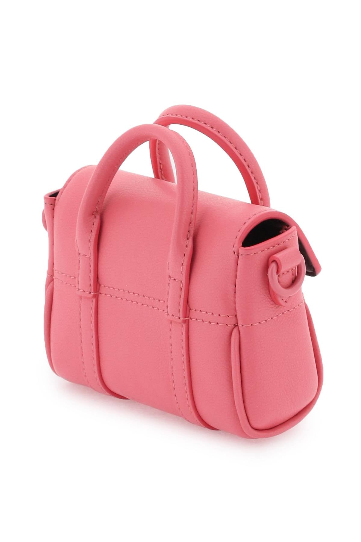 ピンクのグレインレザー マイクロベイズウォーターハンドバッグ
