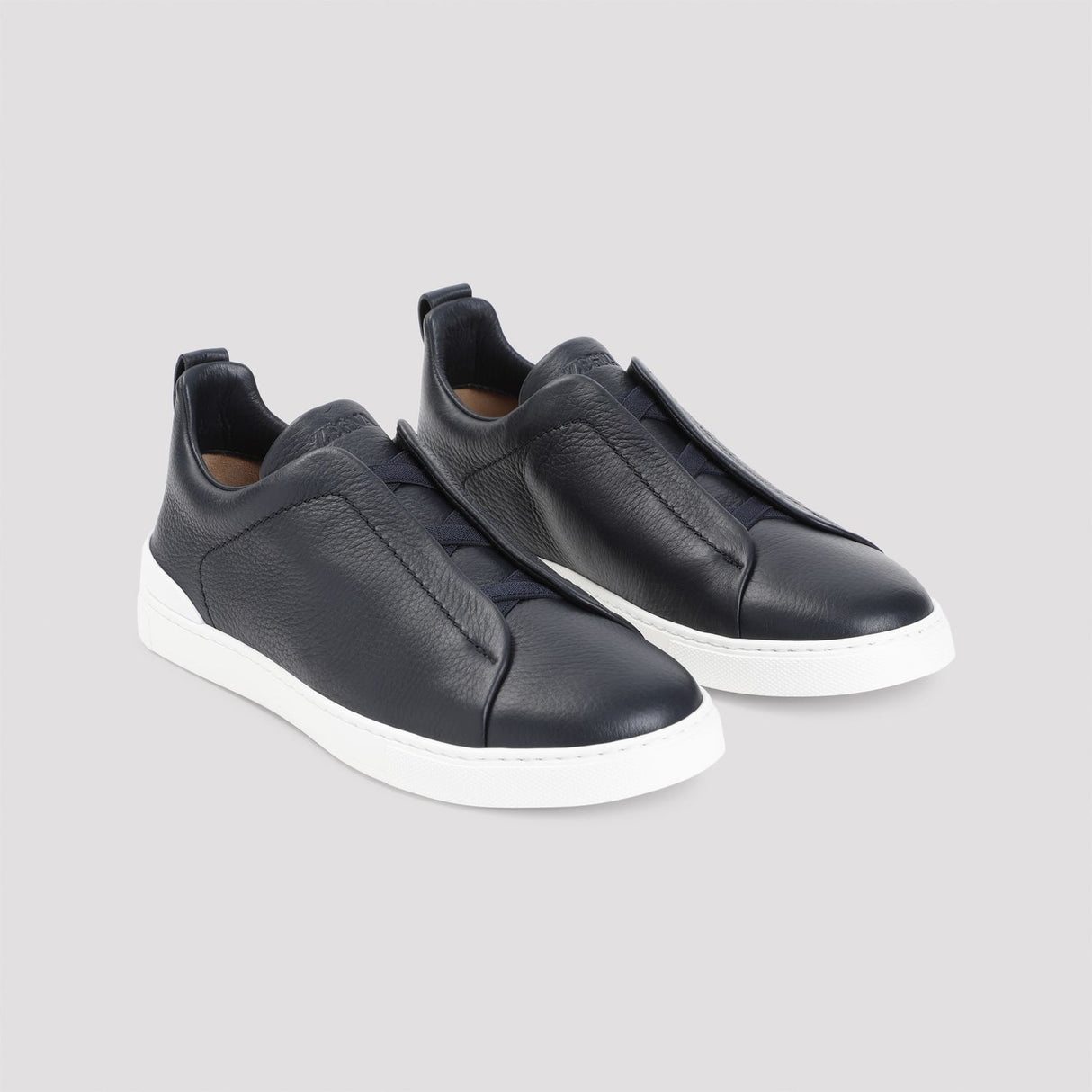 ZEGNA Men's White Leather Triple Stitch Sneakers for a Fresh and Fashionable Wardrobe Upgrade for SS24