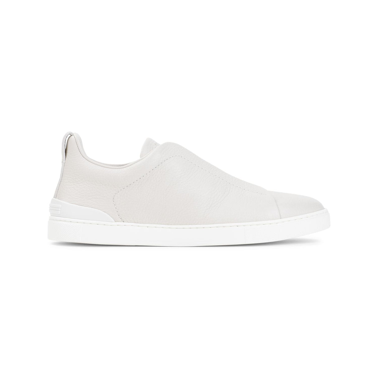 ZEGNA Men's White Leather Triple Stitch Sneakers for a Fresh and Fashionable Wardrobe Upgrade for SS24