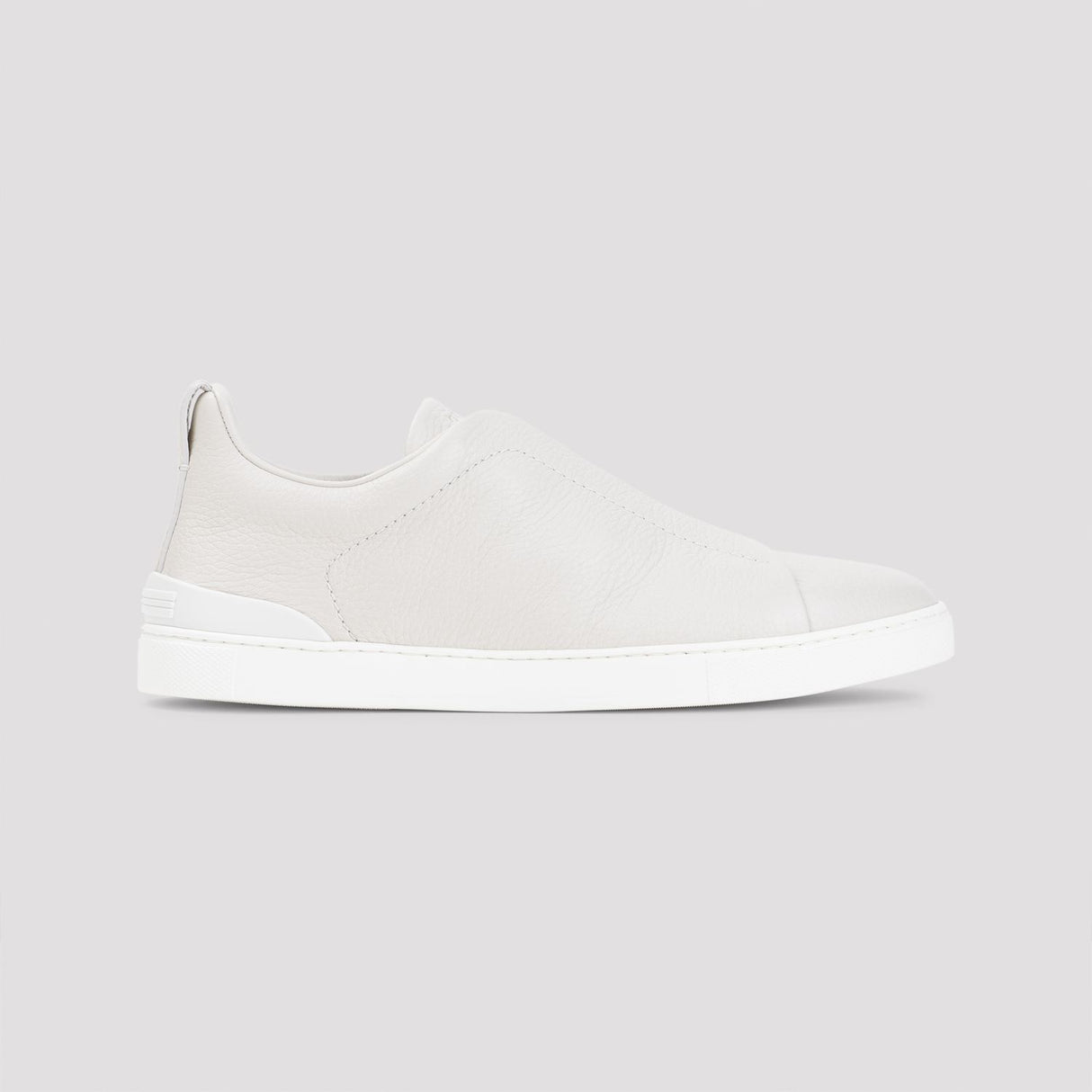 ZEGNA Men's White Leather Triple Stitch Sneakers for a Fresh and Fashionable Wardrobe Upgrade for SS24