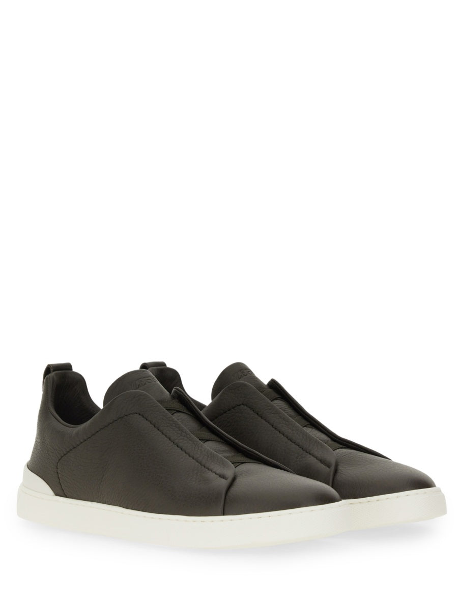 ZEGNA Triple Stitch Leather Sneakers for Men